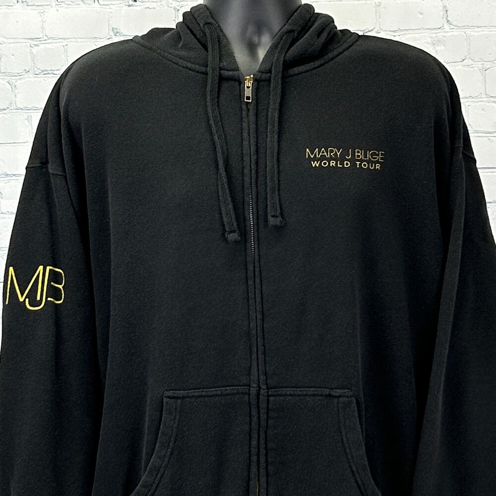 Mary J Blige World Tour Hoodie Hooded Sweatshirt Hip Hop Concert Black XXL 2XL